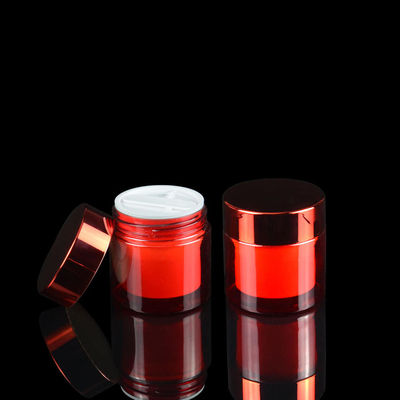 Mewah 50ml Kosmetik Double Layer PET Guci Plastik UV Plating Wadah Kosmetik PET